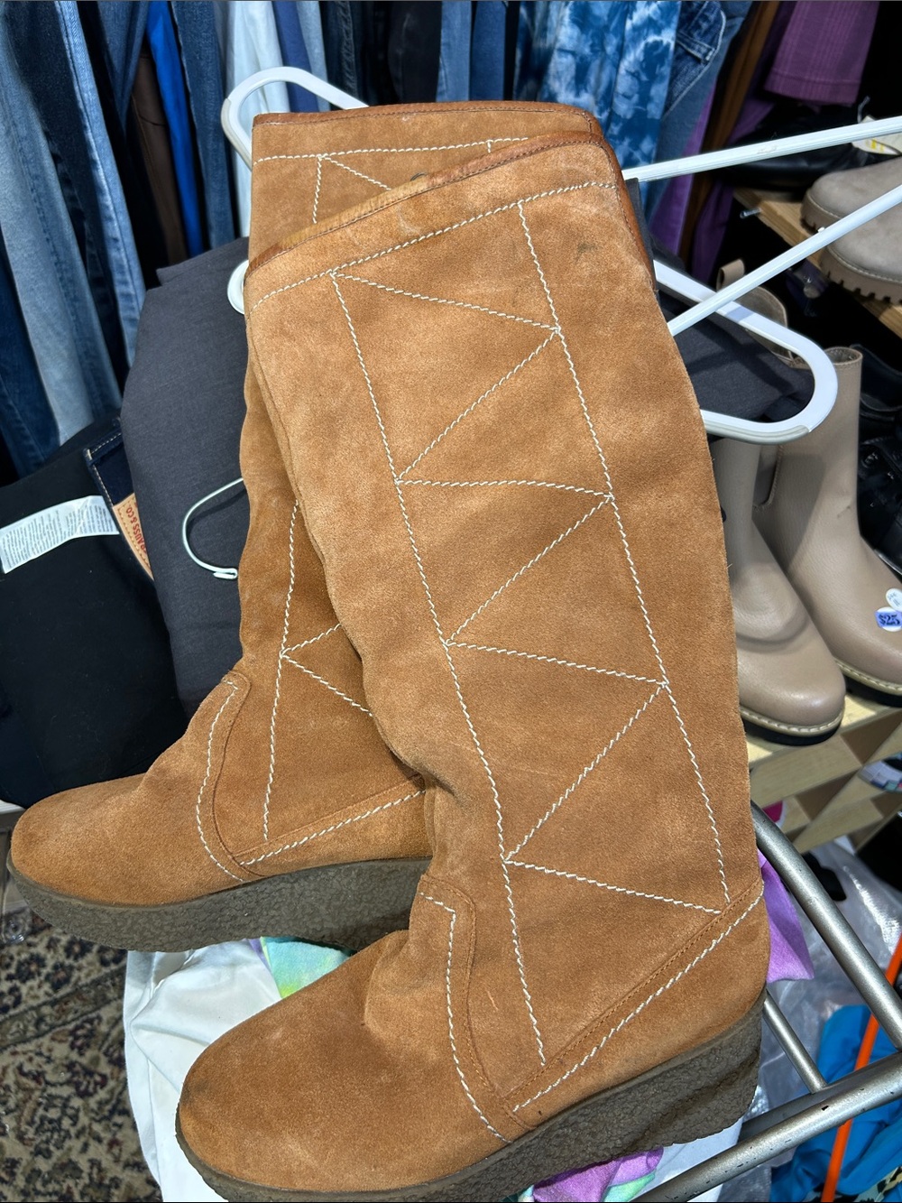 Steve Madden Tan Suede Over-the-Knee Wedge Boots